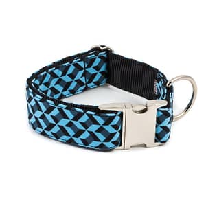 Blue fabric dog collar