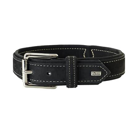 Nubuck leather dog collar black