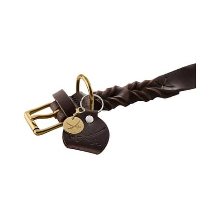Zanzibar braided brown leather dog collar